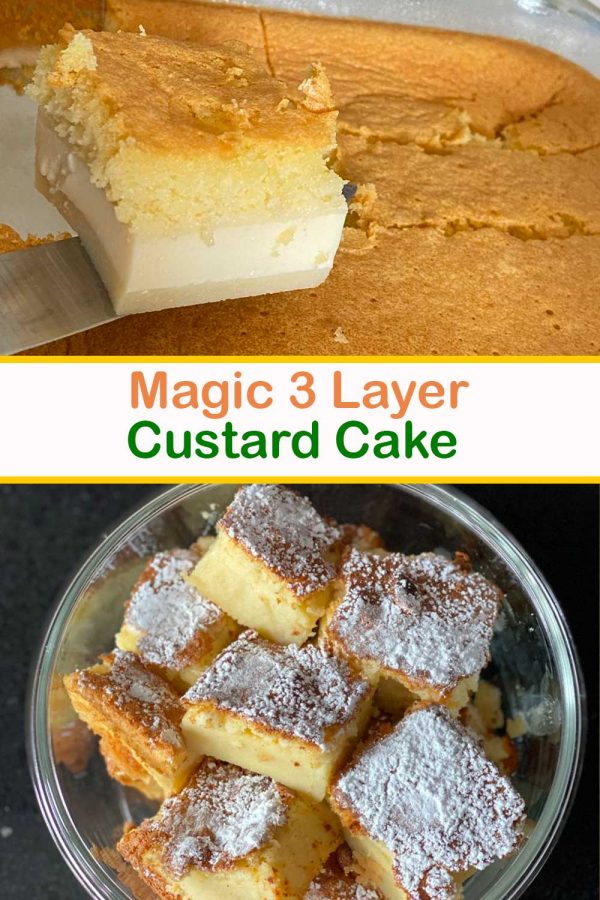 Magic 3 Layer Custard Cake (from one batter)