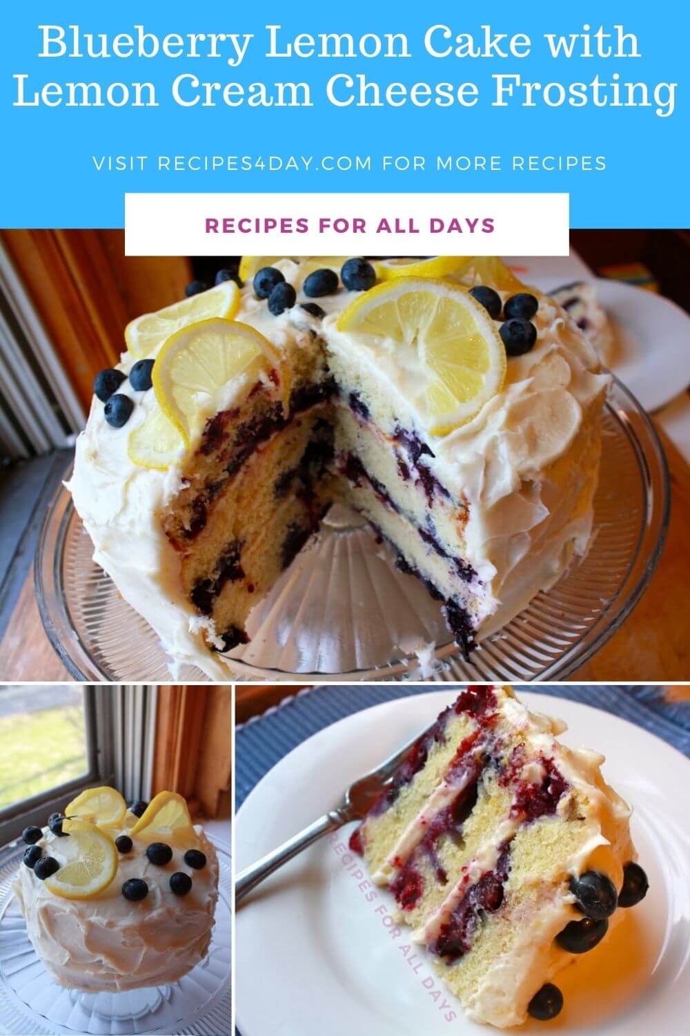 Blueberry Lemon Cake with Lemon Cream Cheese Frosting
