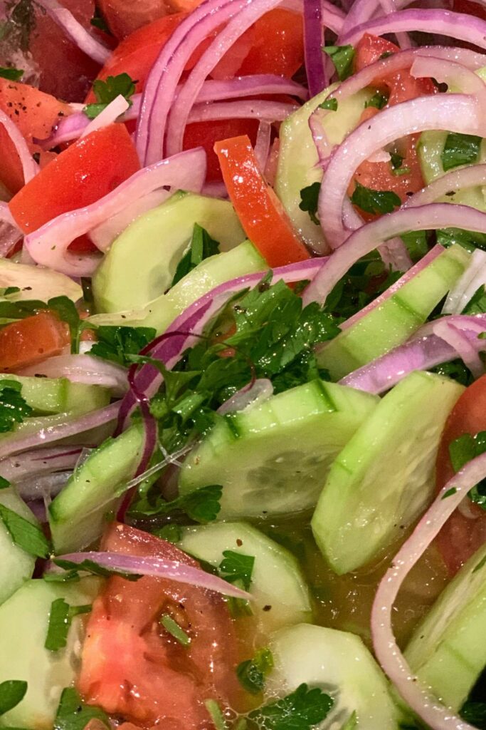 Cucumbers, Onions and Tomatoes Salad