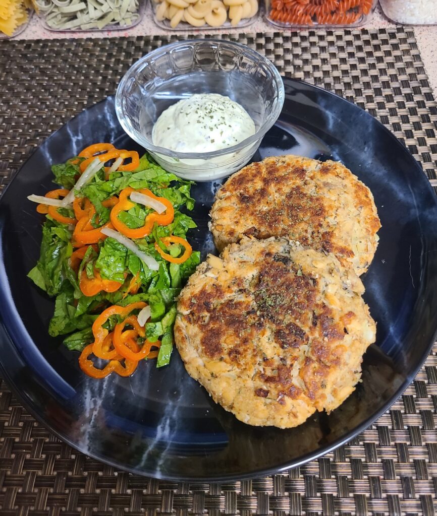 Serving Canned Salmon Burger