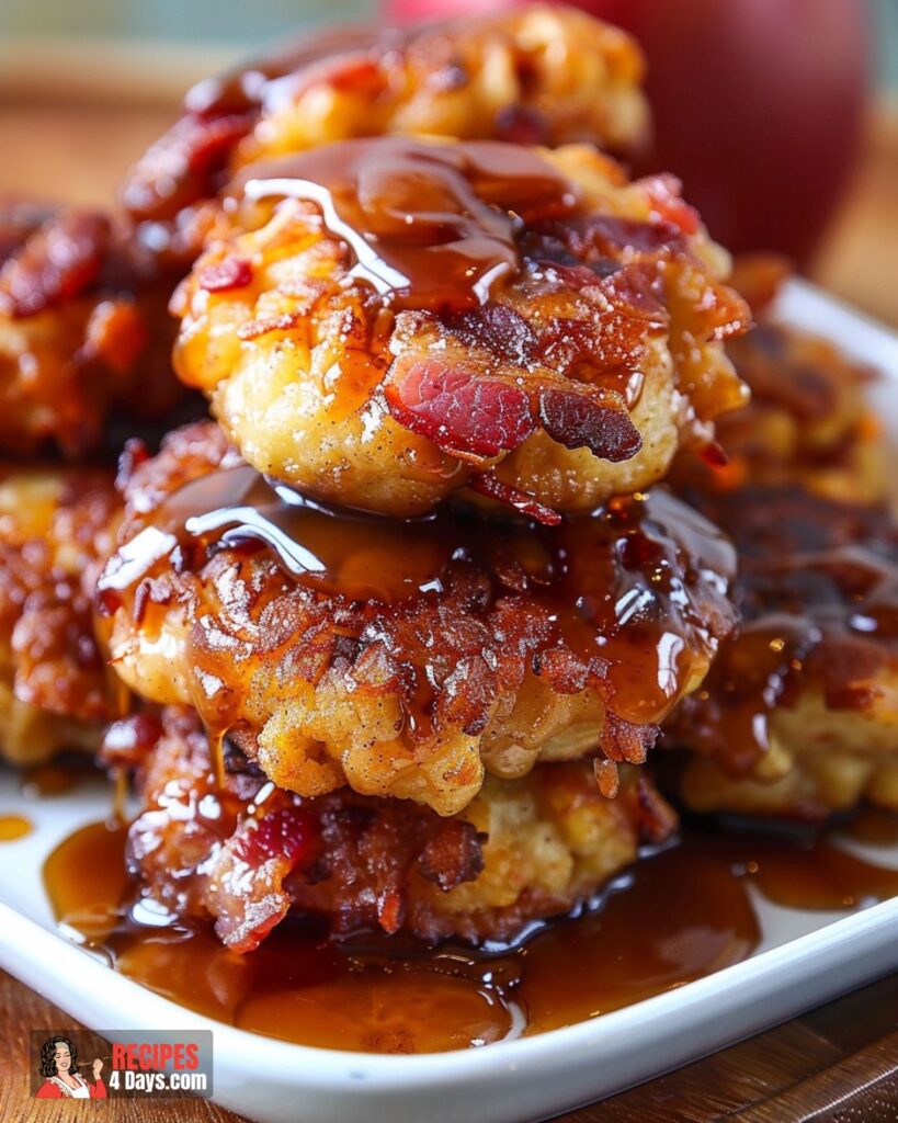 Apple, Cheddar & Bacon Fritters with Caramel Sauce Recipe