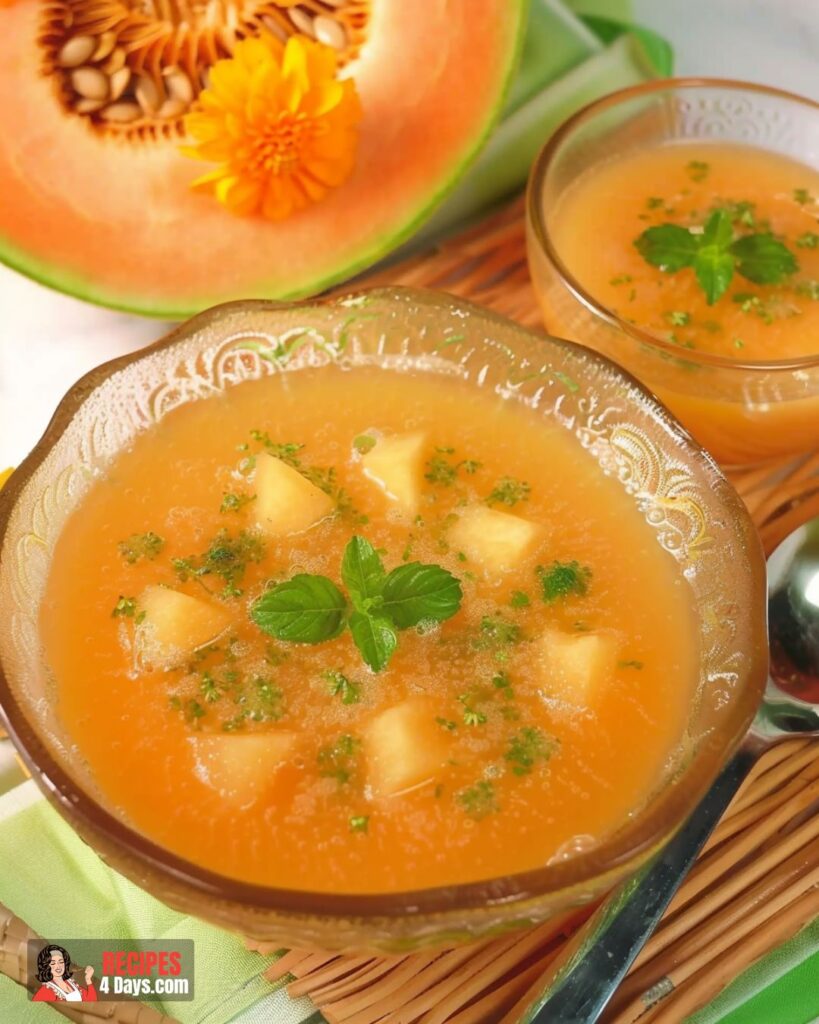 Making Chilled Cantaloupe Soup