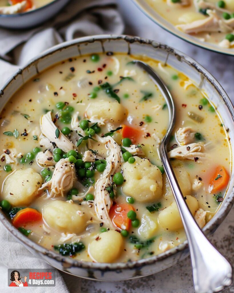 Serving Copycat Olive Garden Chicken Gnocchi Soup