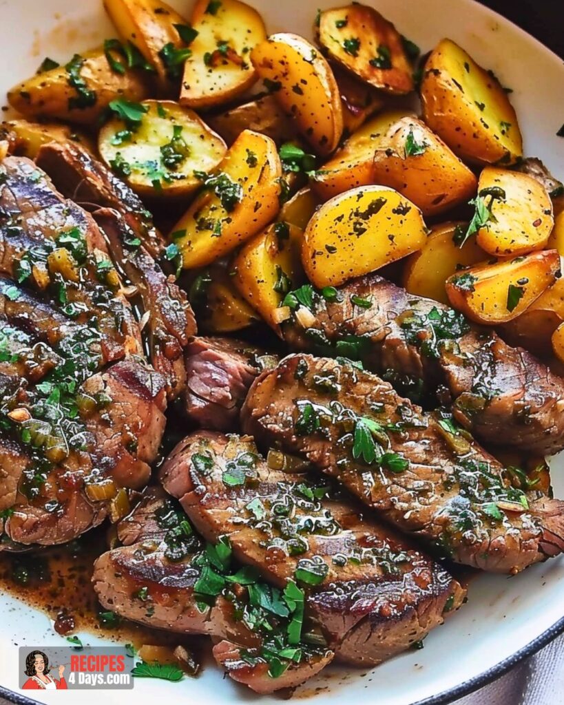 Making Garlic Butter Steak and Potatoes