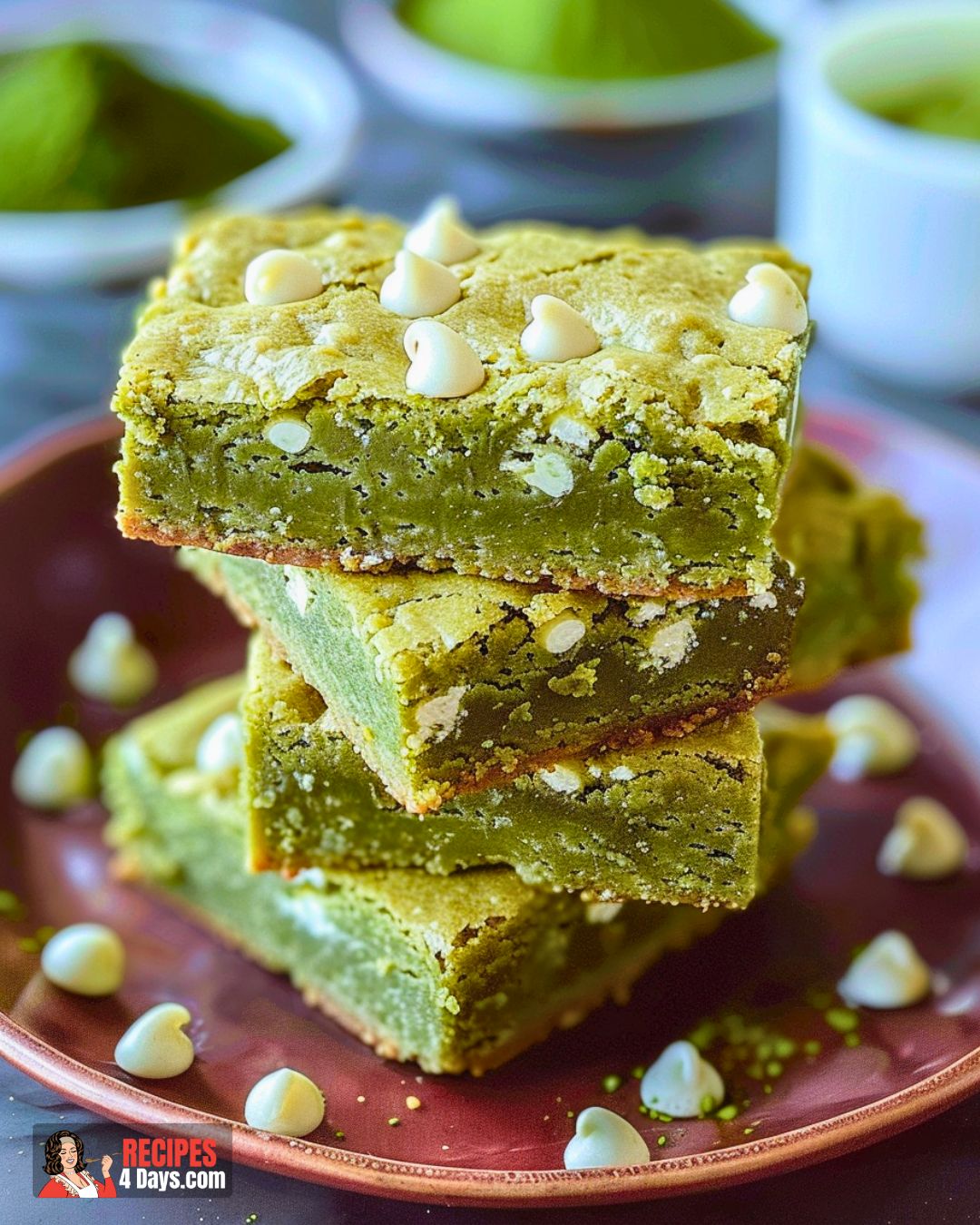 Matcha Green Tea White Chocolate Blondies Recipe