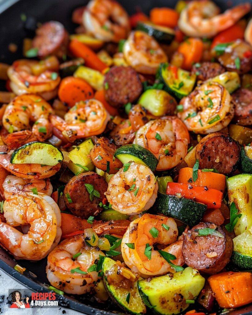 Shrimp and Sausage Veggie Skillet Recipe