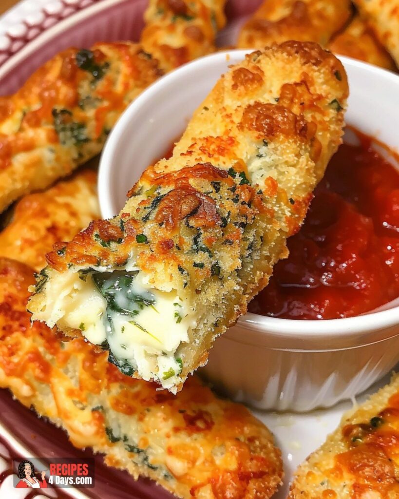 Making Spinach Dip Cheese Sticks