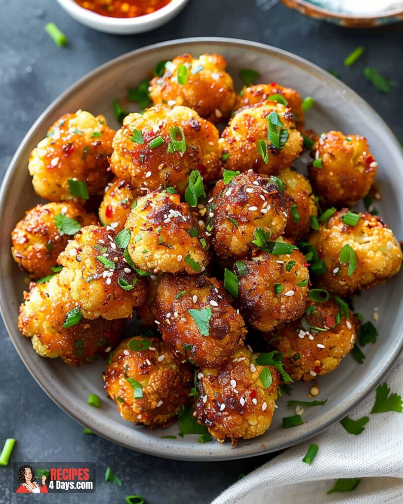 Serving Sweet and Spicy Baked Cauliflower Bites