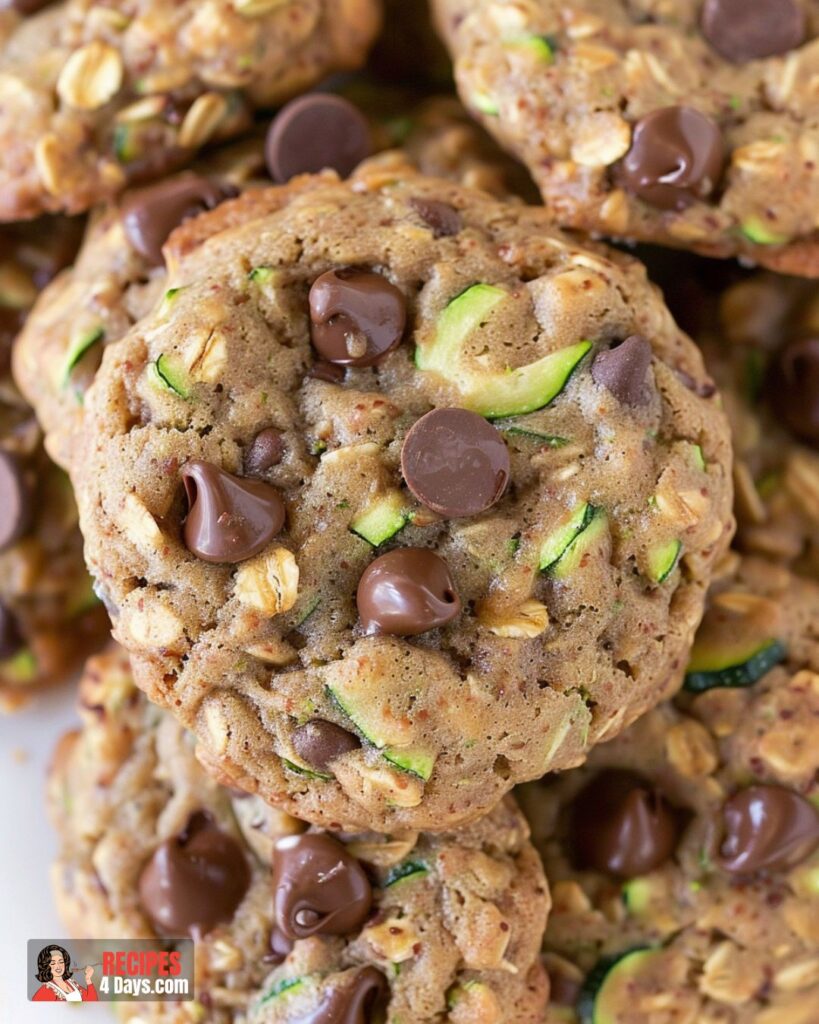 Serving Zucchini Oatmeal Chocolate Chip Cookies