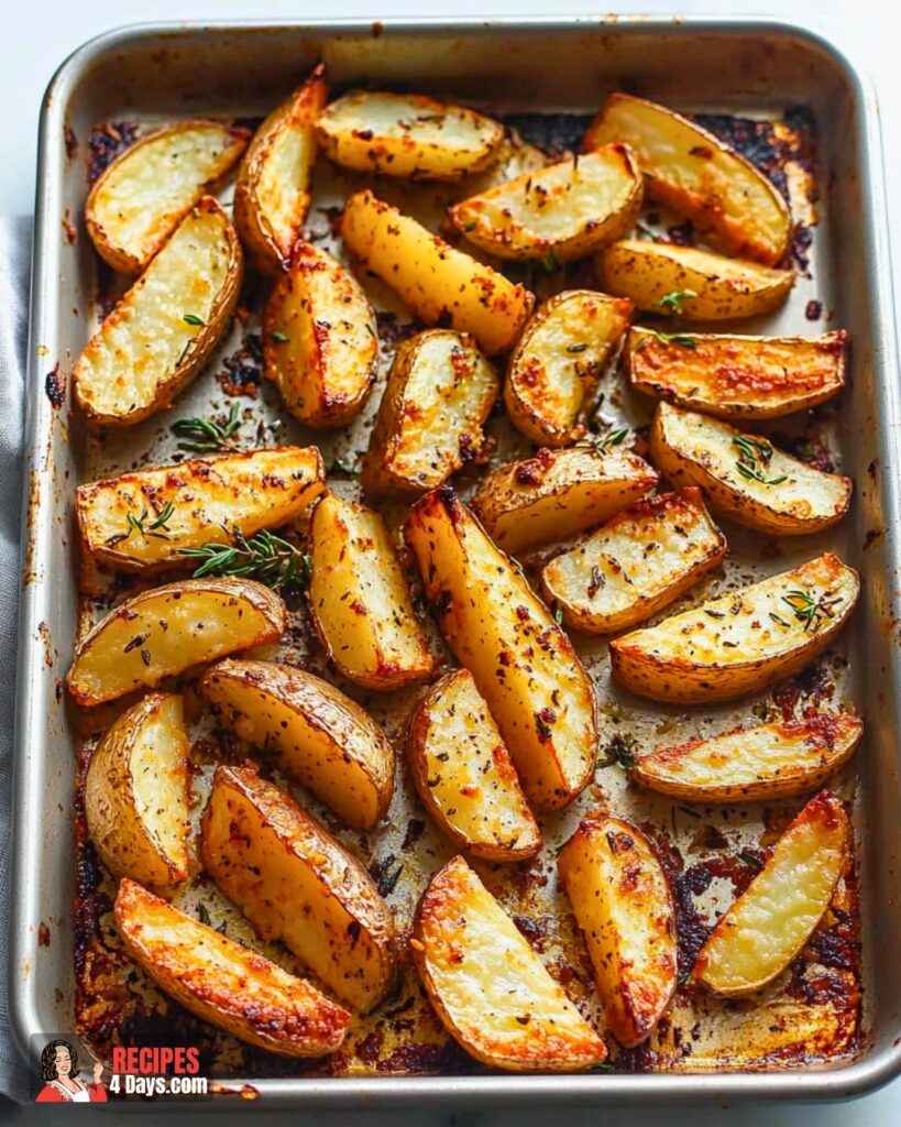 Filled Pan with Baked Garlic Parmesan Potato Wedges