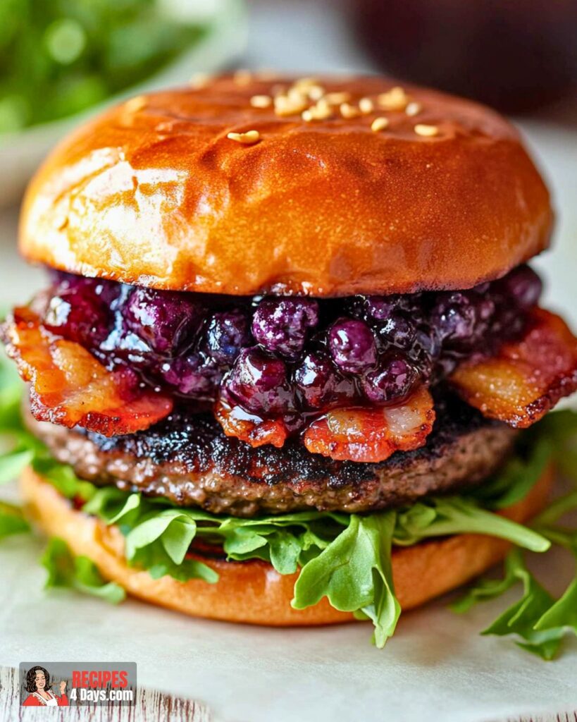 Blueberry Blue Cheese Bacon Burger Recipe