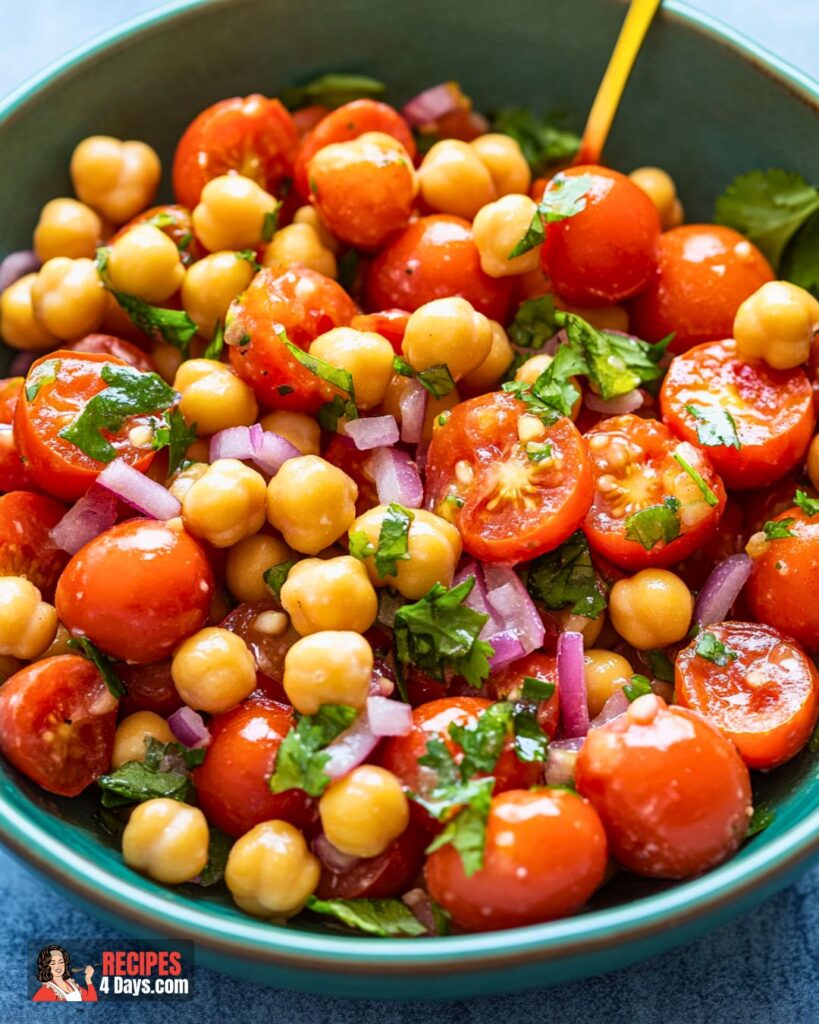 Serving Cherry Tomato and Chickpea Salad