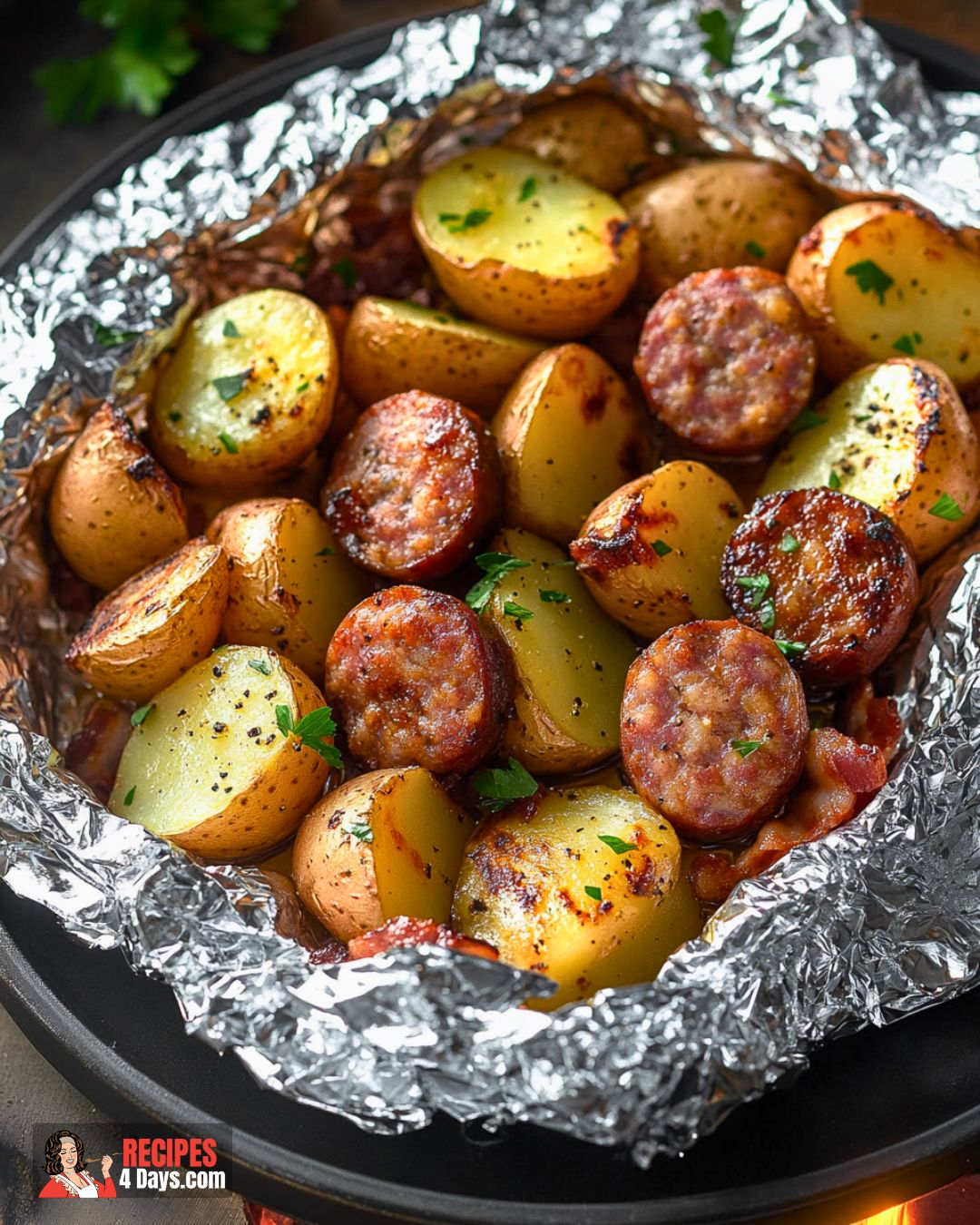 Foil-Packet Potatoes and Sausage Recipe