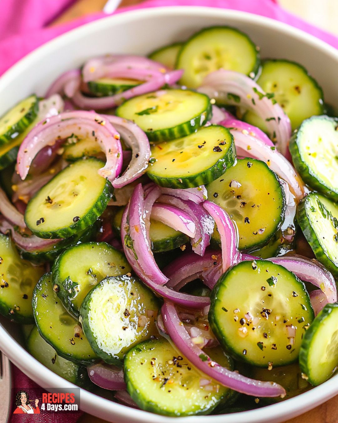 Fresh Cucumber Side Salad with Red Onions Recipe