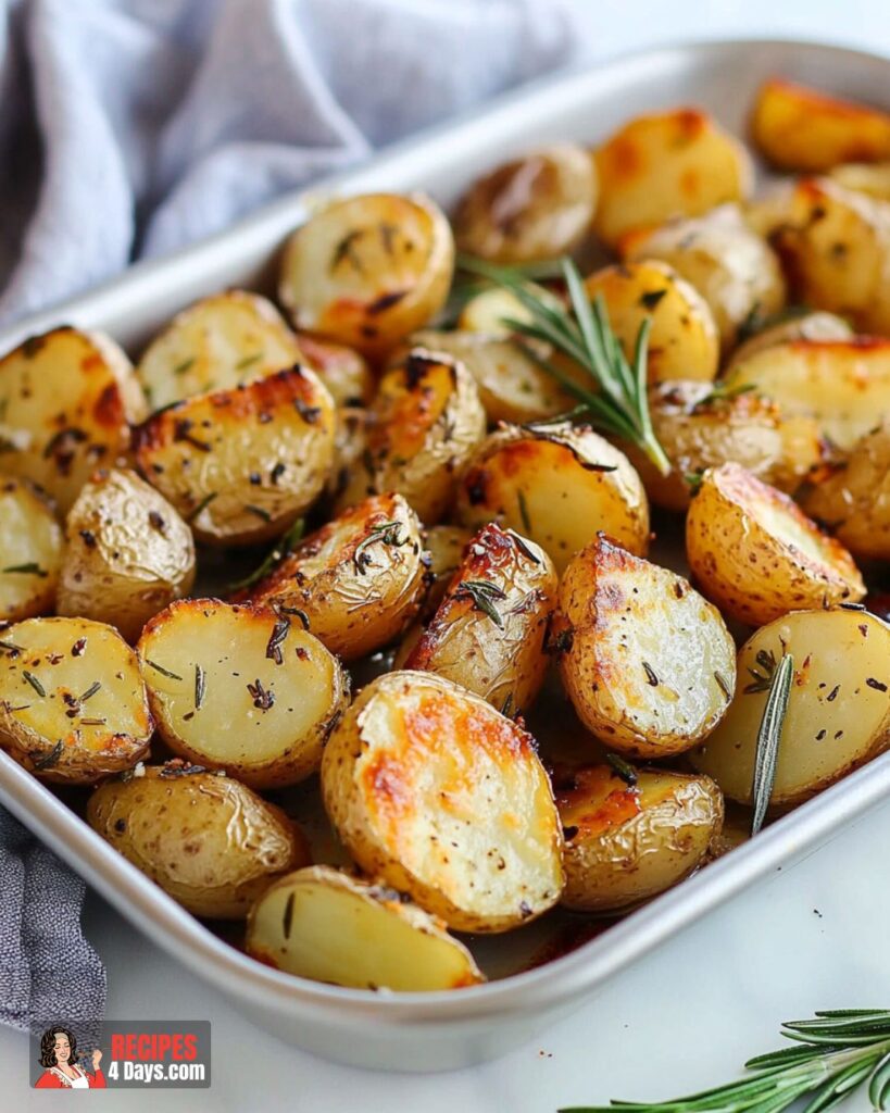 a sheet pan of Garlic Rosemary Roasted Potatoes