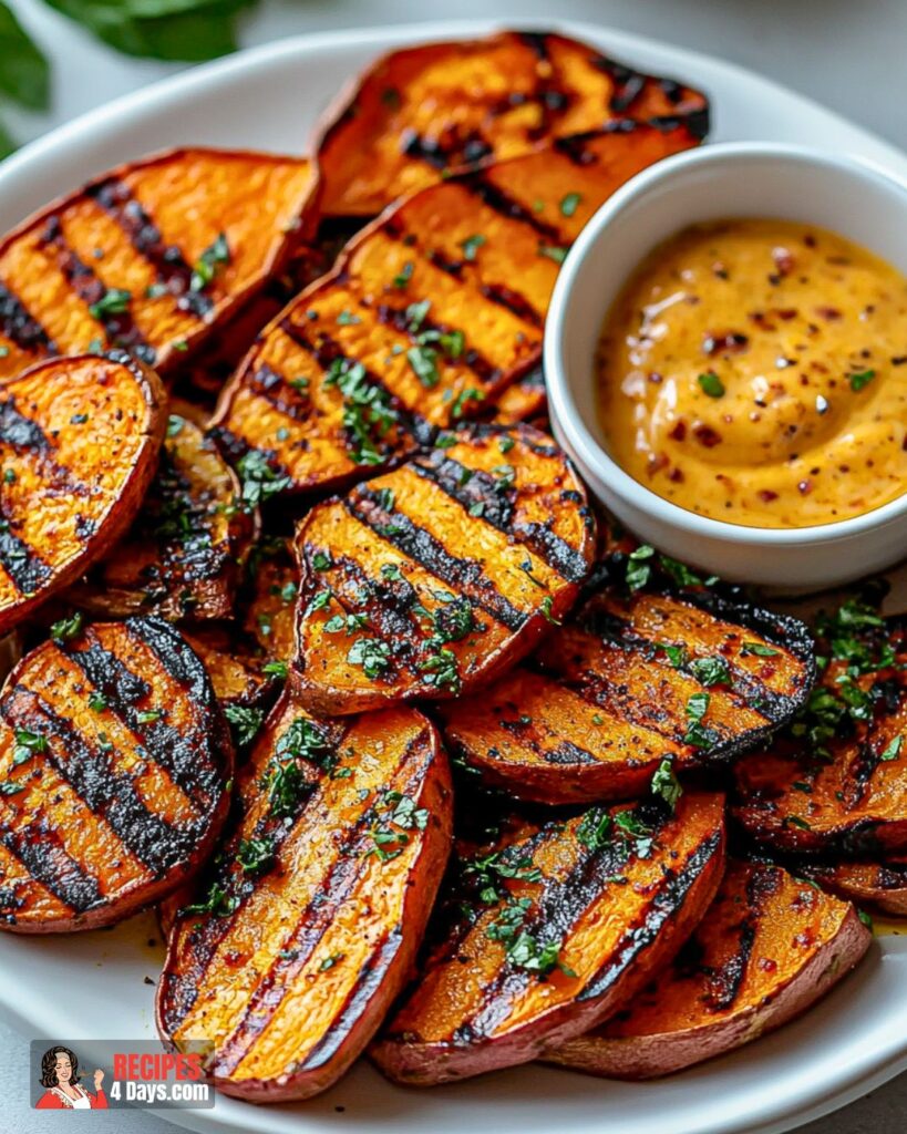 Grilled Sweet Potatoes with dipping sauce