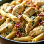 One-Pot Chicken Spinach Bacon Alfredo Recipe