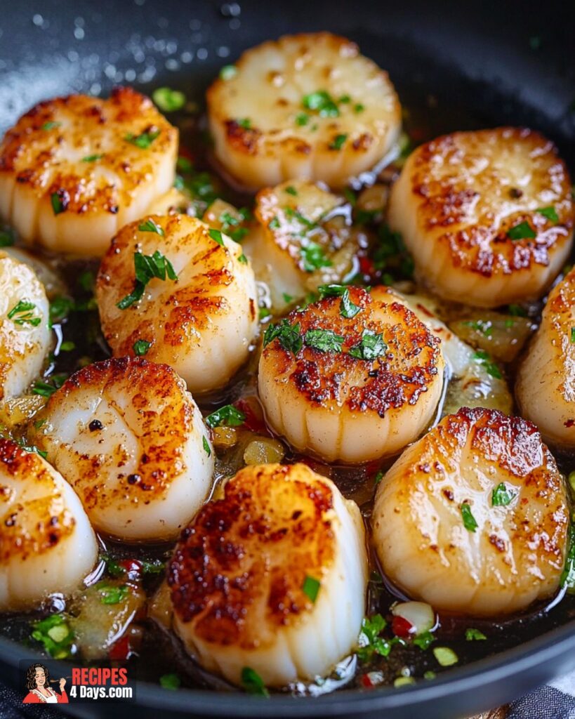 Skillet of Pan-Seared Butter Scallops