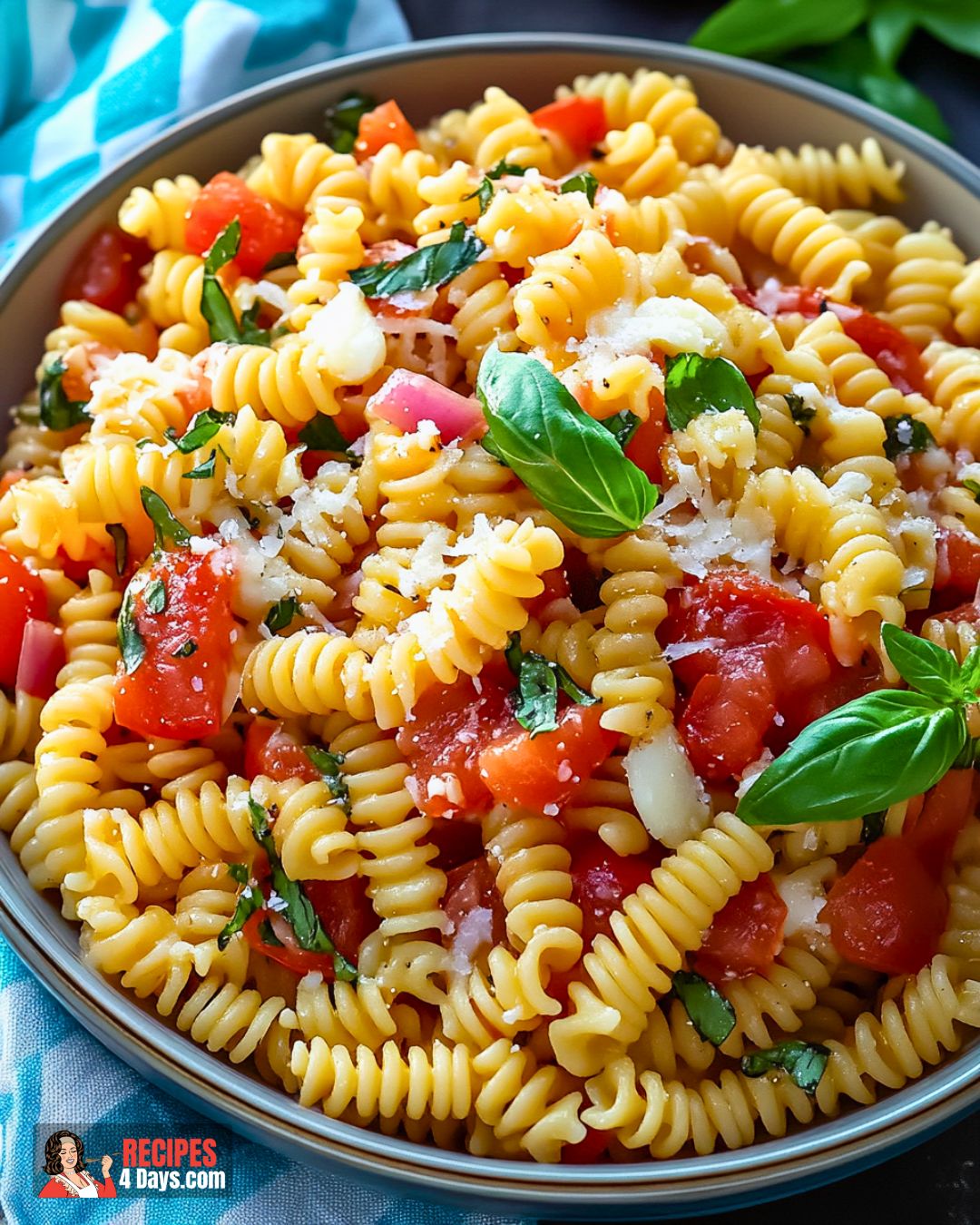 Tomato Basil Pasta with Mozzarella Cheese Recipe