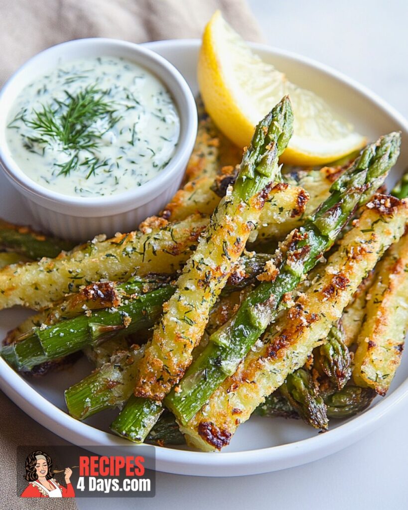 Lemon Asparagus Fries with Dill Dipping Sauce