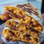 Making Bacon Mac 'n' Cheese Quesadilla