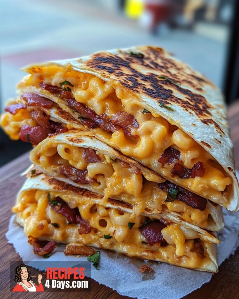 Making Bacon Mac 'n' Cheese Quesadilla