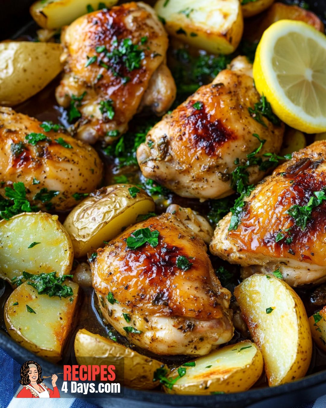 Lemon Garlic Chicken and Potatoes Recipe