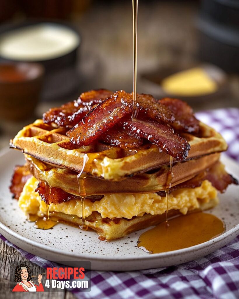 Peppered Maple Bacon Waffle Breakfast Sandwich Recipe