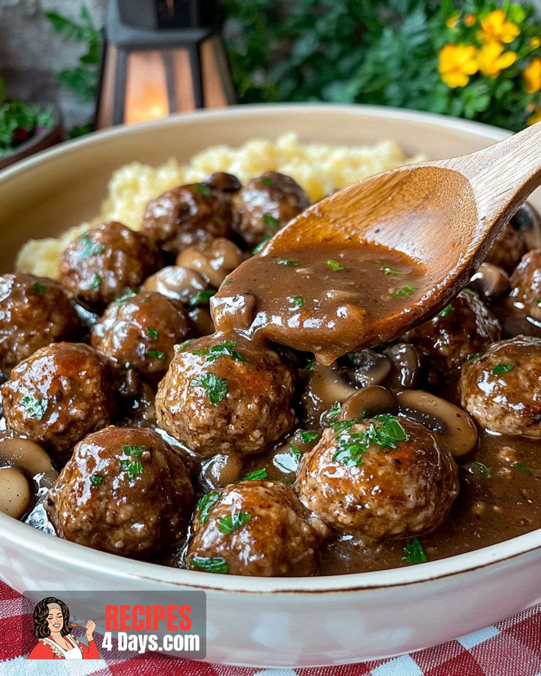 Making Salisbury Steak Meatballs with Mushroom Gravy