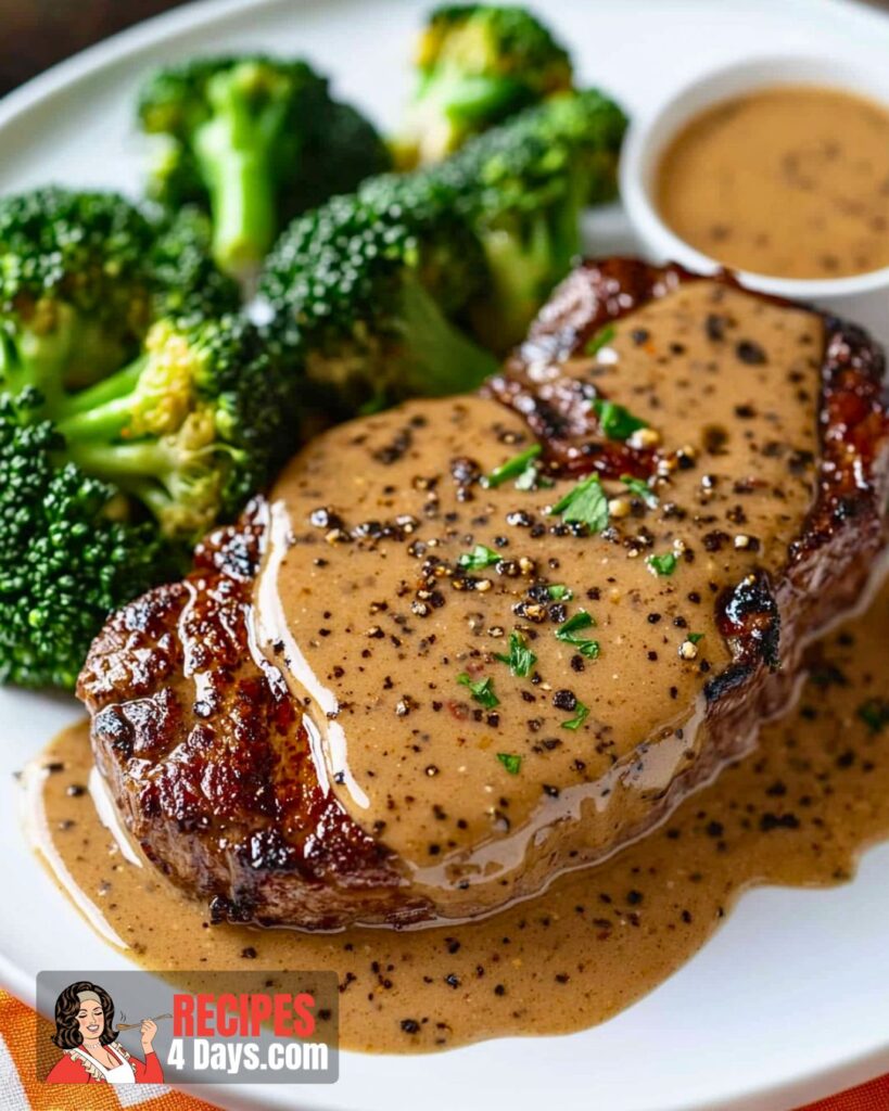 Steak with Creamy Peppercorn Sauce Recipe