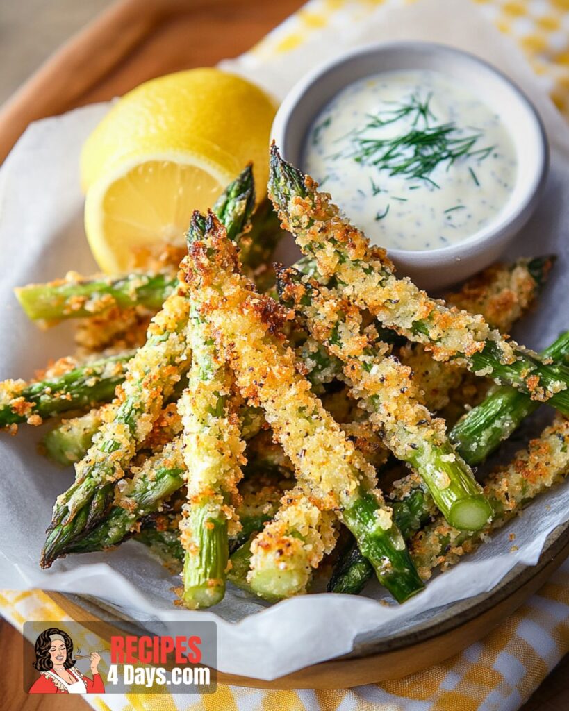 Zesty Lemon Asparagus Fries with Dill Dipping Sauce Recipe