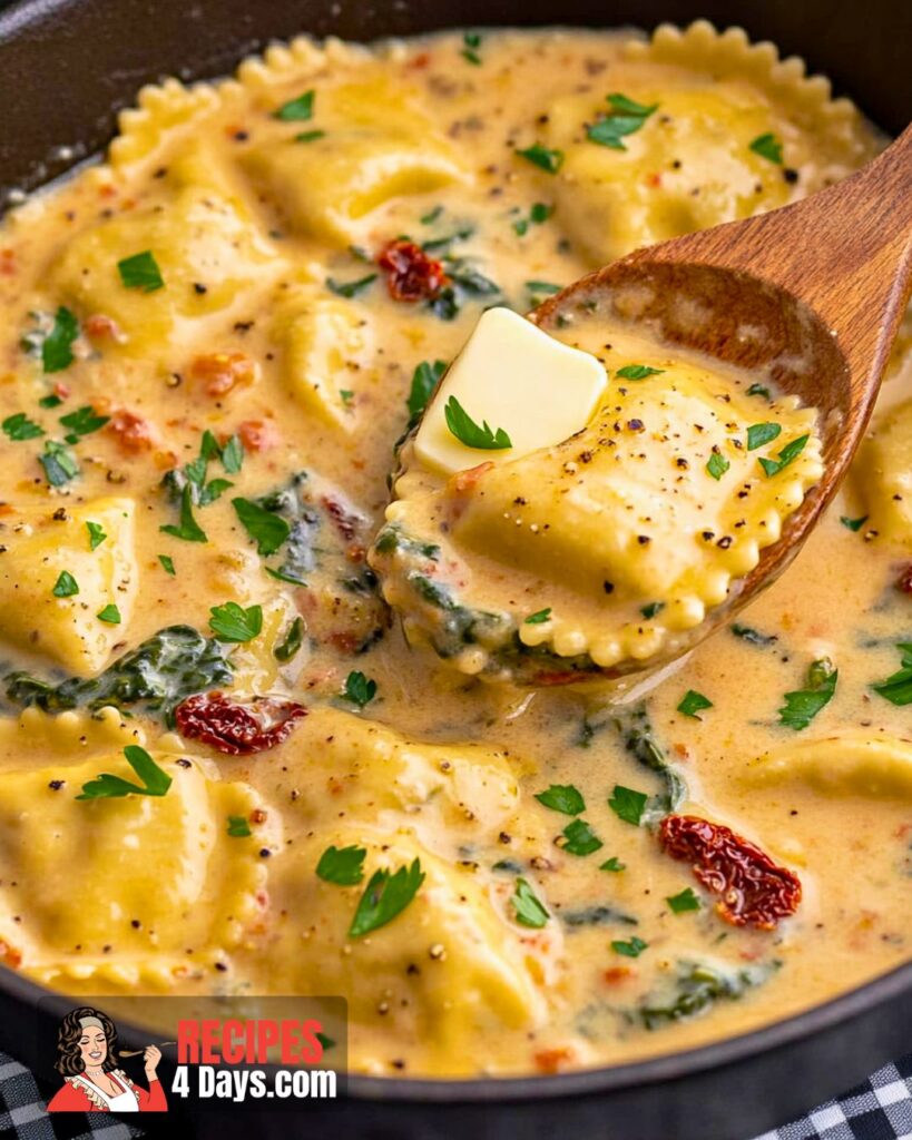 Making Creamy Tuscan Ravioli