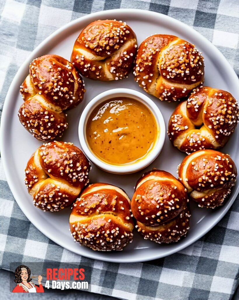 Serving Soft Pretzel Bites With Vegan Cheese Sauce