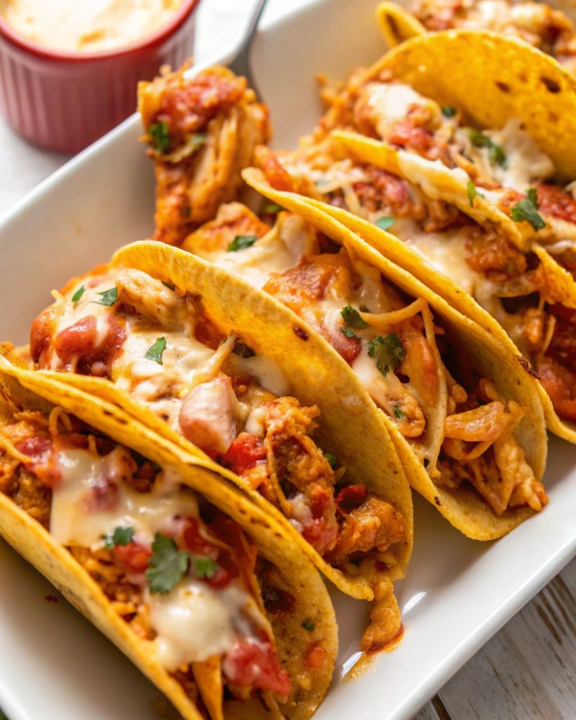 Cheesy Baked Chicken Tacos