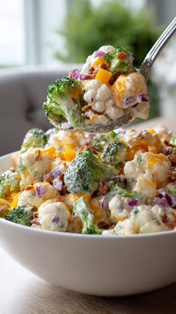 Loaded Broccoli Cauliflower Salad