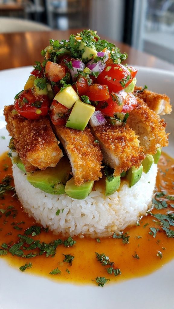 Honey Lime Chicken And Avocado Rice Stack