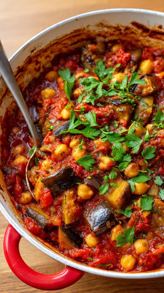Greek-Style  Baked Eggplant & Chickpea – Set-and-Forget Oven Bake