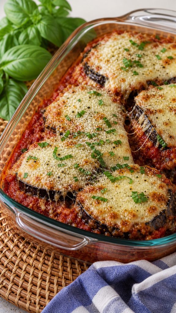 Homemade garlic parmesan baked eggplant