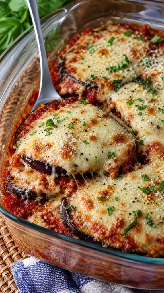 Garlic Parmesan Baked Eggplant | Lighter Baked Italian